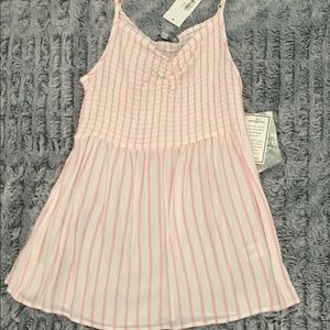 White & Pink Striped Shirred Cami Top Size Large